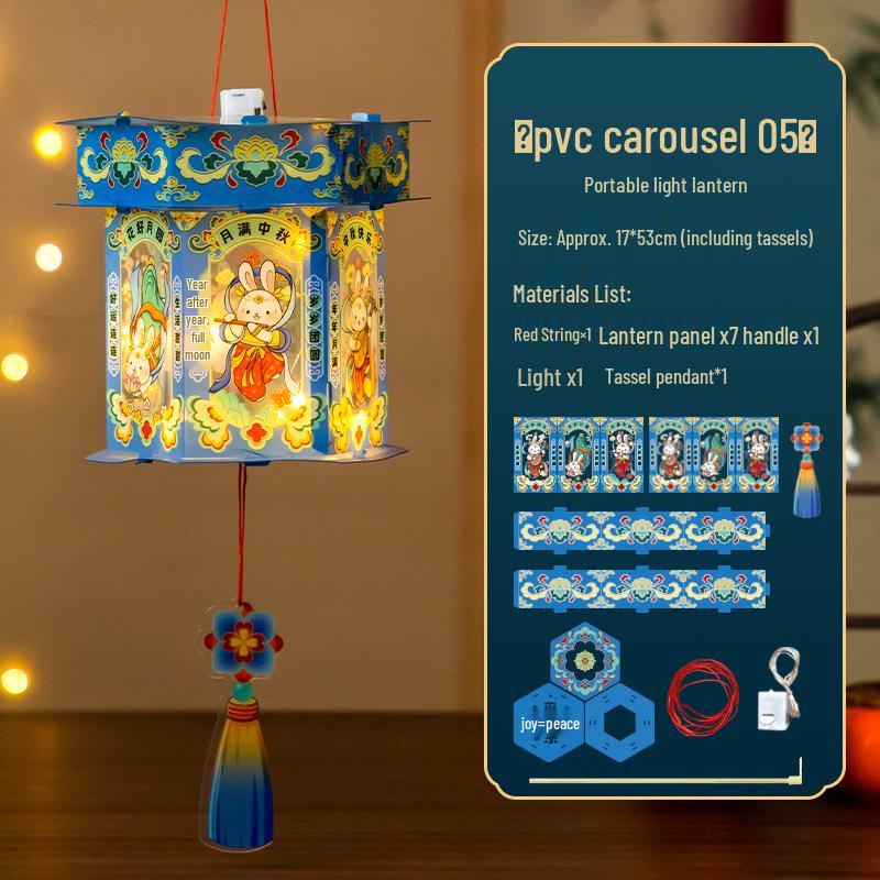 Handmade Children’s Chinese Style Mid-Autumn Traditional Lantern with Luminous Projection