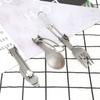 Half Polished Titanium Folding Spork Lightweight Foldable Camping Fork Spoon Portable Travel Kit Camping Supplies Hiking Picnic