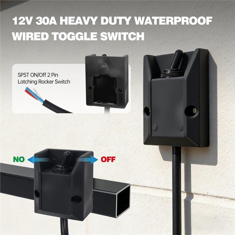 ABBP-For Boat, Truck, Marine, Rv 12V 30A Toggle Switch Waterproof Rocker Panel Sealed On-Off Switch