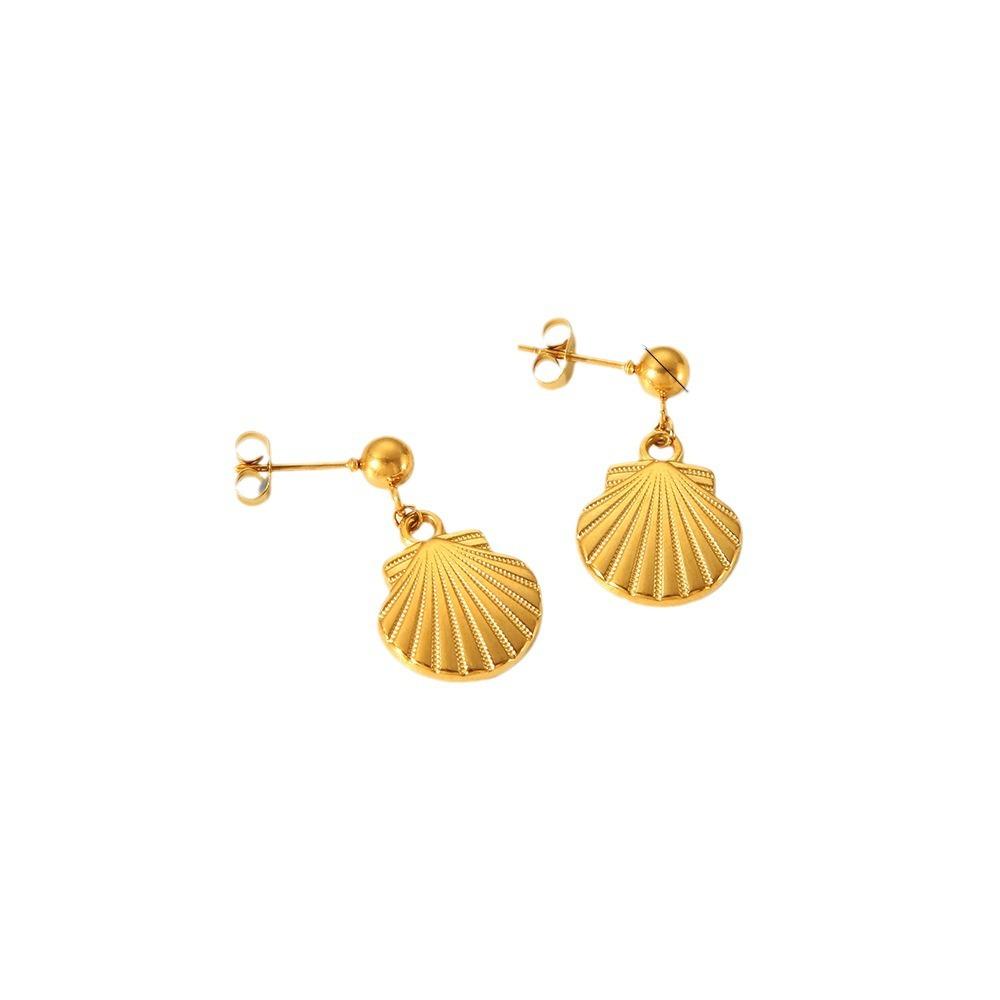 Light Luxury Fashion Marine Series Jewelry Stainless Steel Shell Earrings 18k Gold Starfish Stud Earrings Women