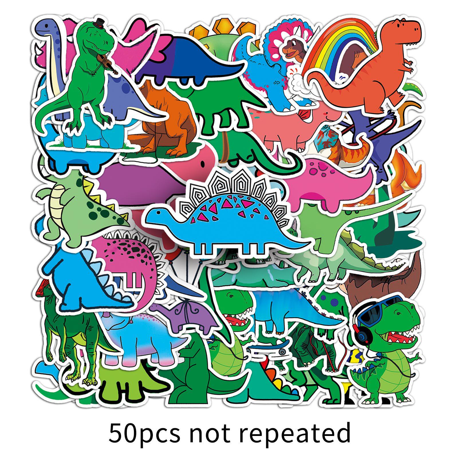 50 Removable Waterproof Cartoon Dinosaur Stickers for Creative Journals