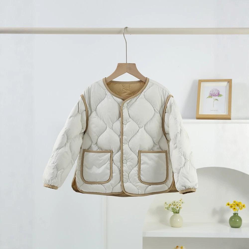 Thicker than thin styles~ Children's light and thin round neck down liner Boys and girls baby down jacket school uniform