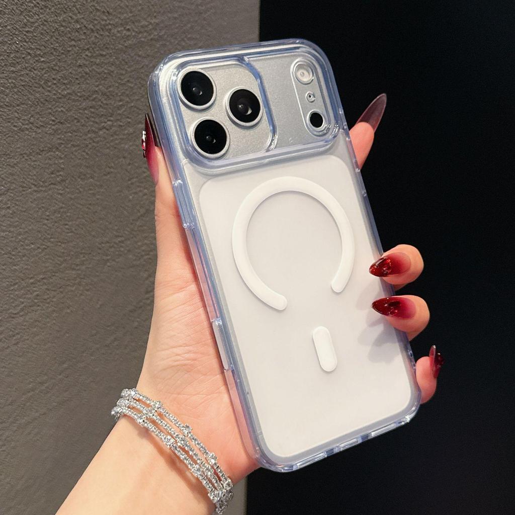AI Touch Magnetic Transparent Case for iPhone 17 Pro Max - Soft Edge, Solid Color Protective Cover