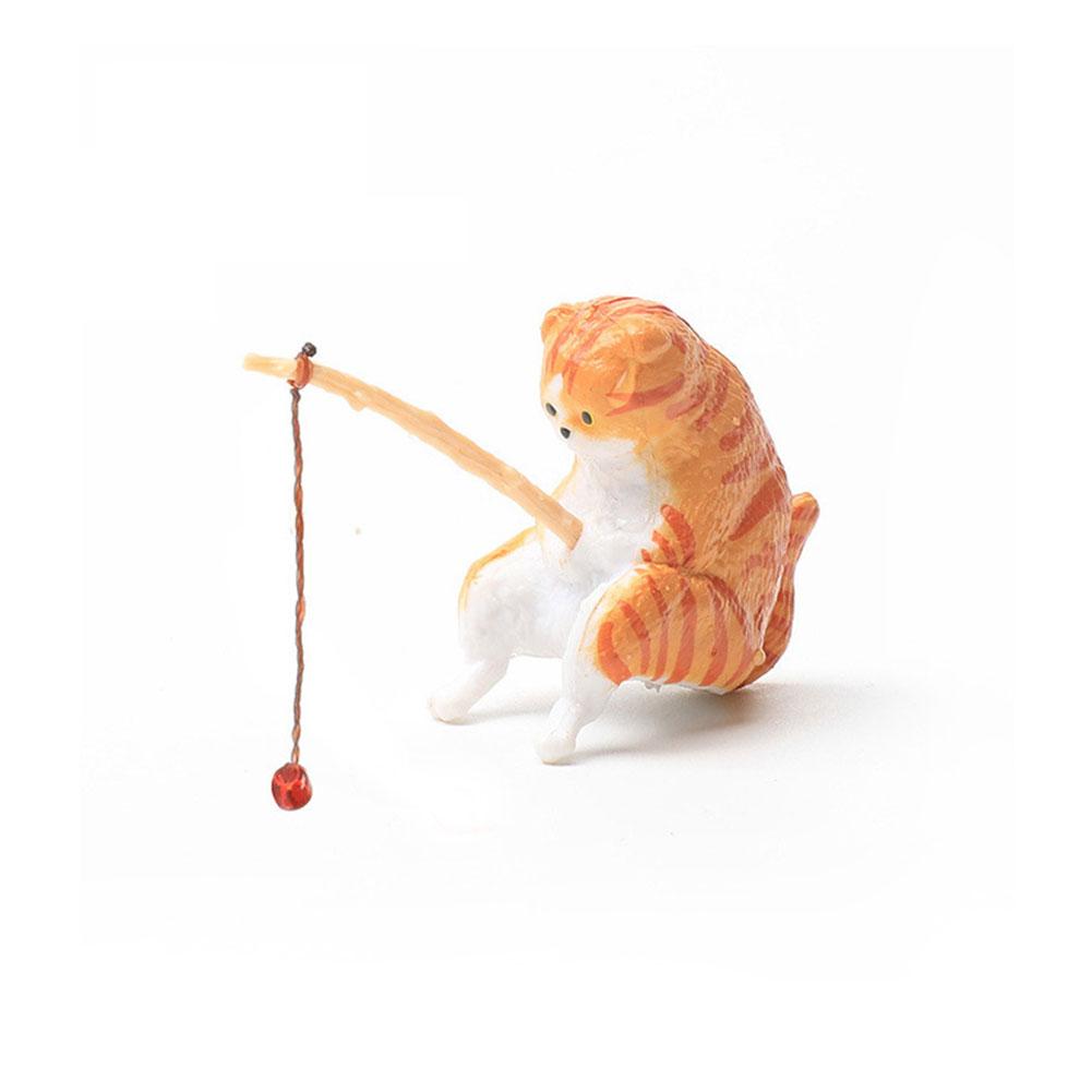 Fishing Cat Aquariums Decorations Fish Tank Hangable Landscape Aquarium Cat Fishing Ornament Home Aquarium Decor