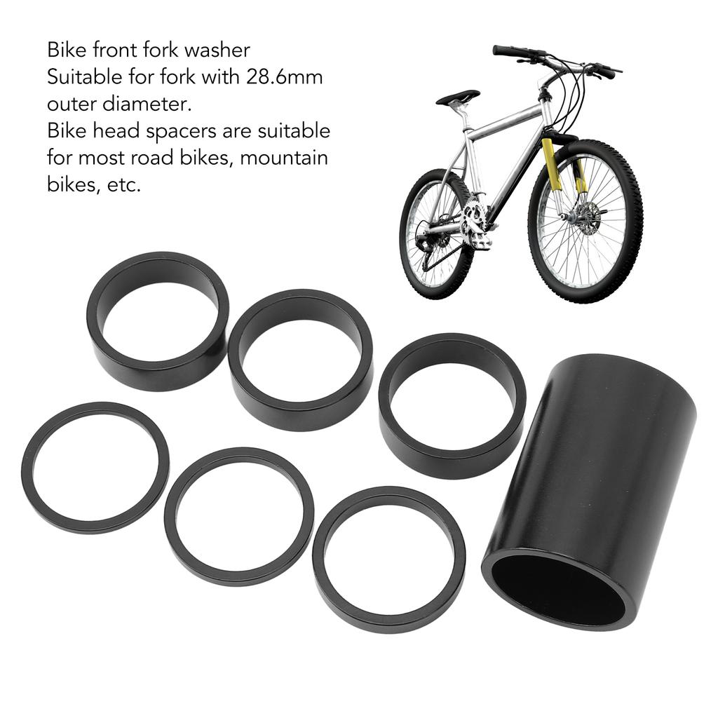 7pcs Aluminum Alloy Bicycle Headset Spacer for 28.6mm Forks 2mm 3mm 5mm 10mm 50mm Bicycle Front Fork Stem Spacers Kit