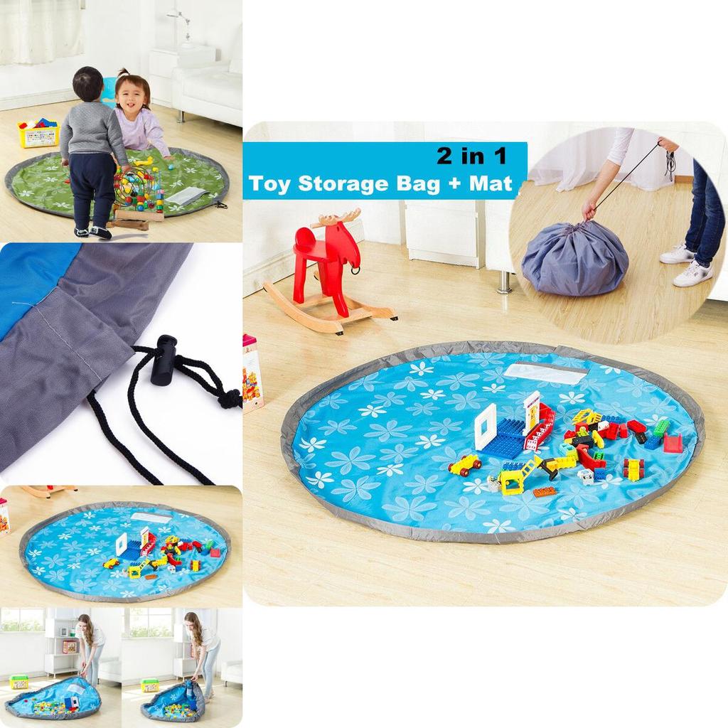 De 80150cm Tapis Jeux Stockage Sac Jouet Enfant Play Mat Rangement Cadeau
