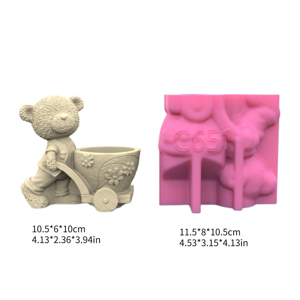 Pulling Bear Flower Pots Mold Epoxy Resin Molds Pen Holder Candle Holder Cement Planter Silicone Mould Home Decorations