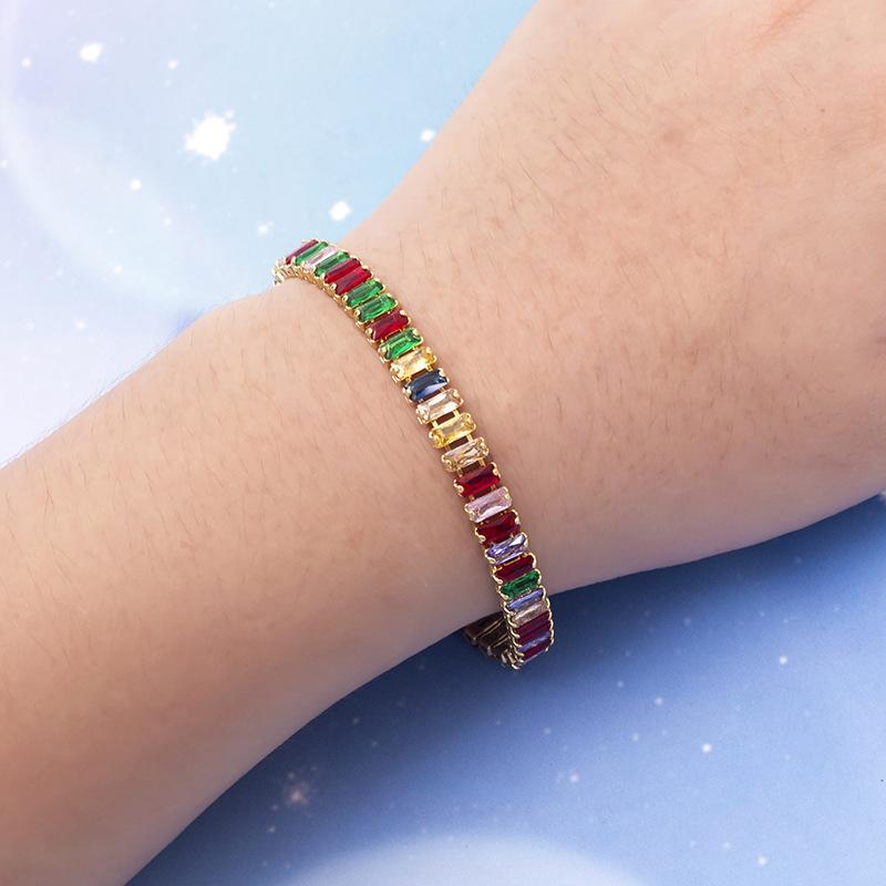 Rectangular Zircon Bracelet, Fashionable, Simple and Versatile Hip-hop Bracelet Jewelry Women