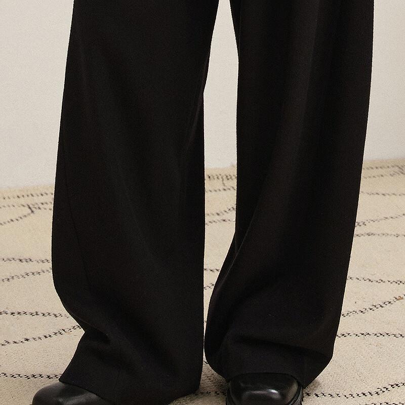 LESS 2025 Winter Wool Cashmere Wide-Leg Trousers