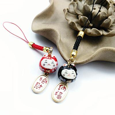 Japanische süße glückliche Katze Schlüsselanhänger Auto Tasche Dekor Sound Bell Pendent Charm