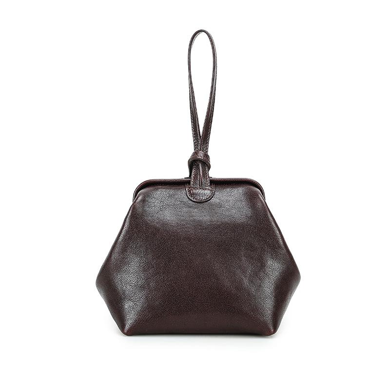 CONTACT'S Fashion Genuine Leather Clutch Bag Women Capacity Metal Frame Handle Handbag Travel Famliy Gift Wristlets Bag