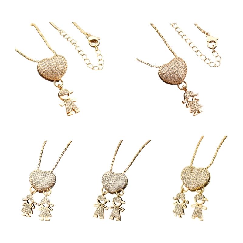Elegant Boy And Girl Pendant Necklace Gold Plated Copper For Couples Or Friend Gift Giving Neck Chain
