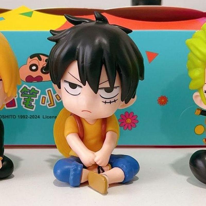 9cm One Piece Anime Figure Q Version Sitting Posture Luffy Zoro Sanji Nami Action Figure Kawaii Toys Model Collection Gift