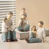 Resin Carving Family Figurine, Mother Father Son Daughter Statue, Hand-Painted Parents Kids Sculpture, Gift for Mother's Day Father's Day