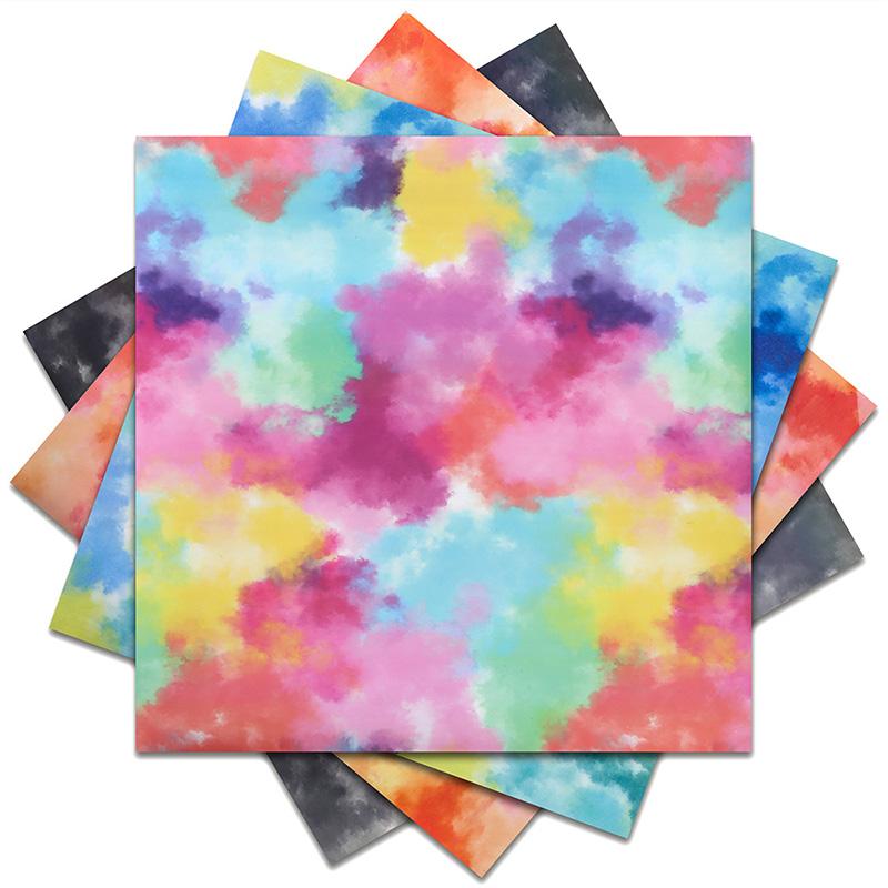 7Pcs Watercolor Tie Dye Iron On HTV Heat Transfer Vinyl Film For DIY Clothes Bag Make Sign Pattern Film For T-Shirts Garment
