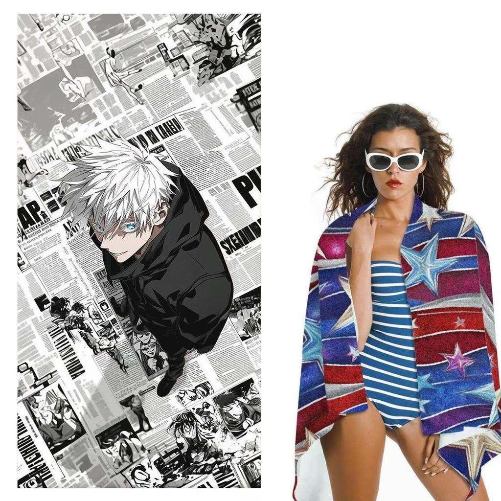 Jujutsu Kaisen Gojo Satoru Telo da Spiaggia Anime Microfibra Asciugatura Rapida Morbido Delicato sulla Pelle Asciugamano Sportivo per Palestra Accessori da Spiaggia alla Moda