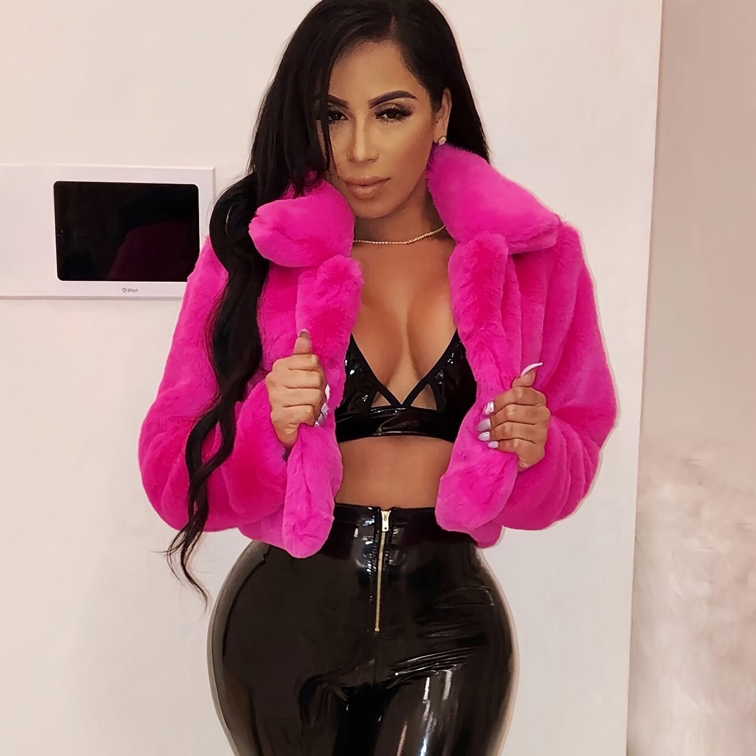 

2025 Веганская меховая укороченная куртка - Плюшевый кардиган-пальто из искусственной овчины с оверсайз посадкой, Кокон-коатиган для зимы, для дома и улицы XXL