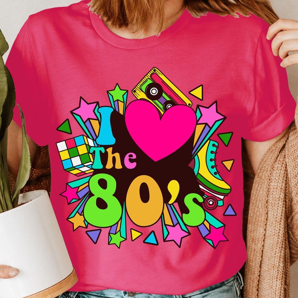 

I Love The 80s Fancy Dress Globe Hen Party Neon Festival Womens T-Shirts Top#GVE M