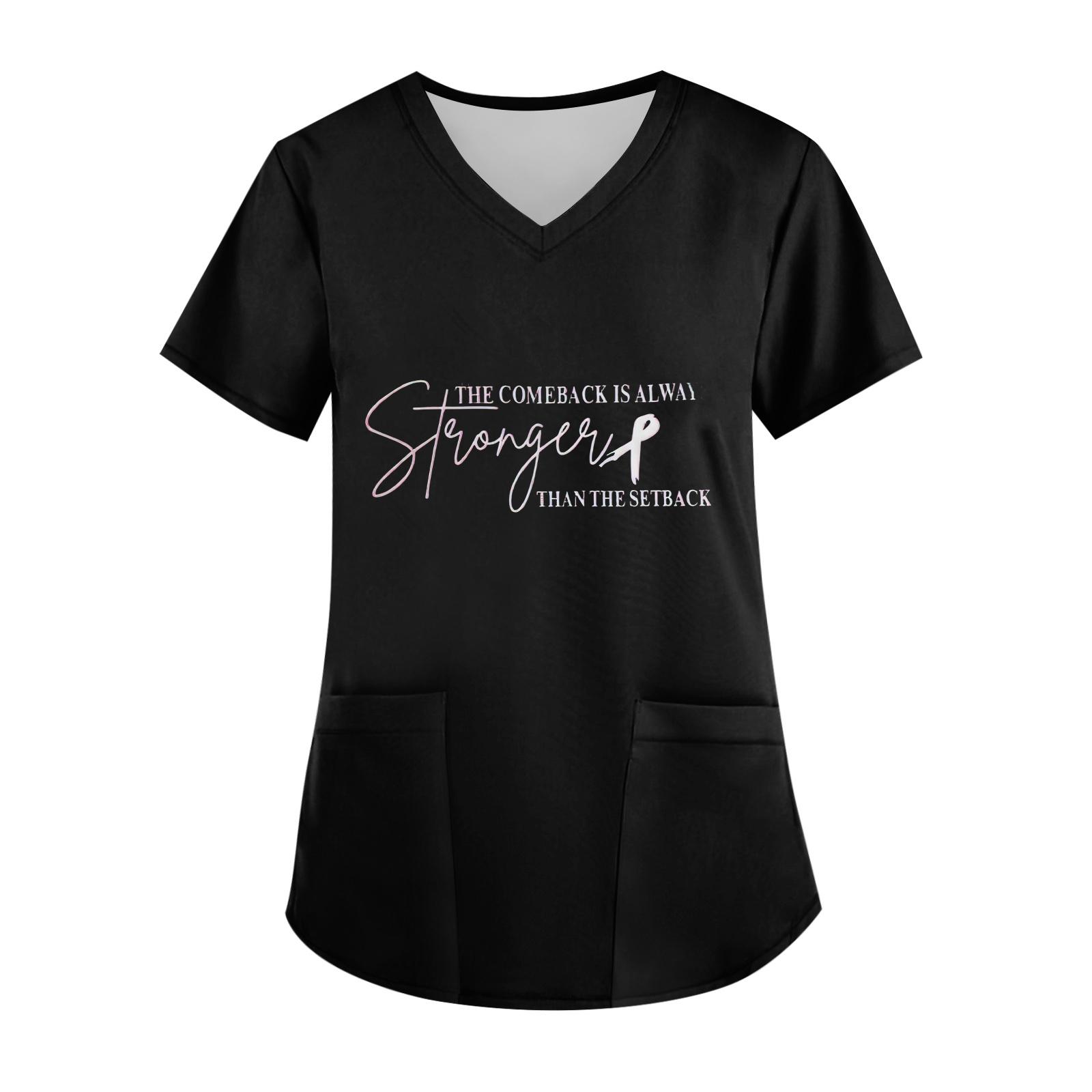 

Women s V-Neck Short-Sleeve Pocketed Top With Side Slit L чорний