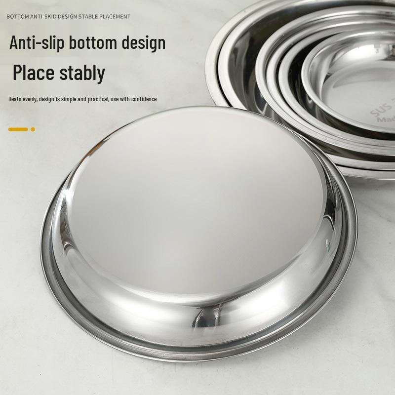 Piatto Basso in Acciaio Inossidabile 304 Placcato Oro – Piatto Tavola Rotondo Grande