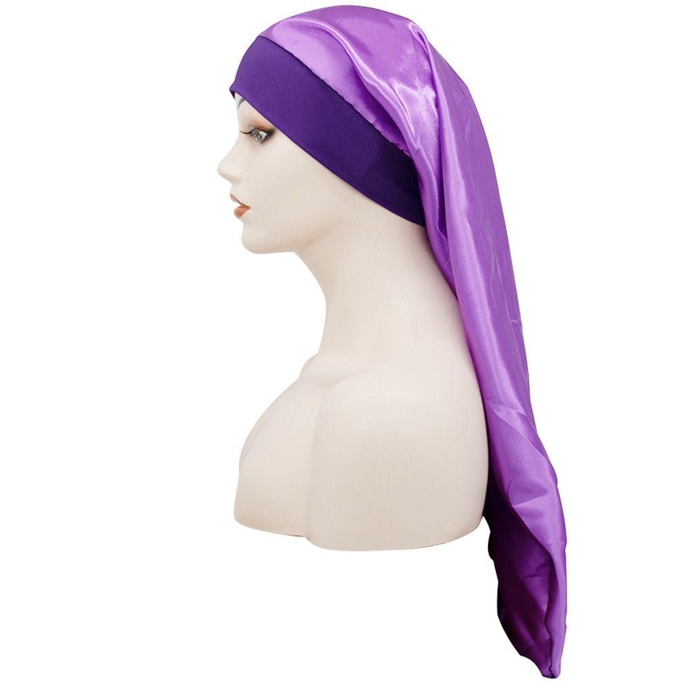 Wide Edge Satin Sleep Cap Long Hair Cap Fashion Silk Hair Wrap  Sleeping