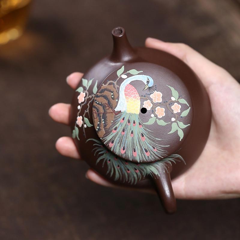 Chinese Tradition Yixing Purple Clay Teapot Handmade Flowers Tea Pot Beauty Tea Infuser Kettle Household Zisha Tea Set 150ml