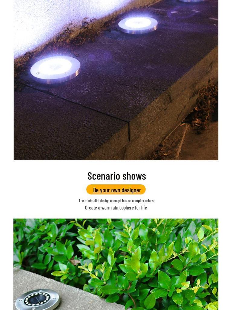 Solar LED Stainless Steel Underground Light for Outdoor Garden, Lawn, Courtyard, Rainproof.