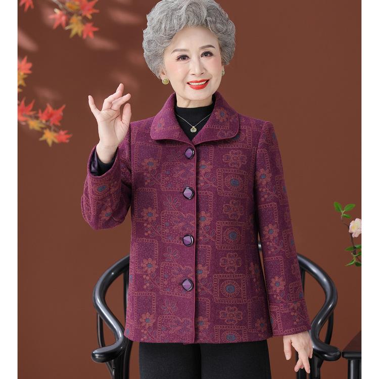Middle-aged and Elderly Women's Autumn Coat Grandma 6070 Years Old 80 Mother Spring and Autumn New Coat Old Lady Old Clothes