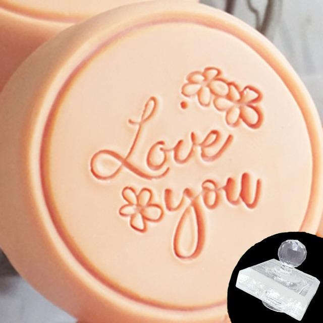 Custom Personalised Love Thank You Soap Stamp Mini Clear Sealing Seal Mold For Diy Handmade Soap Making Supplies Kits Tools
