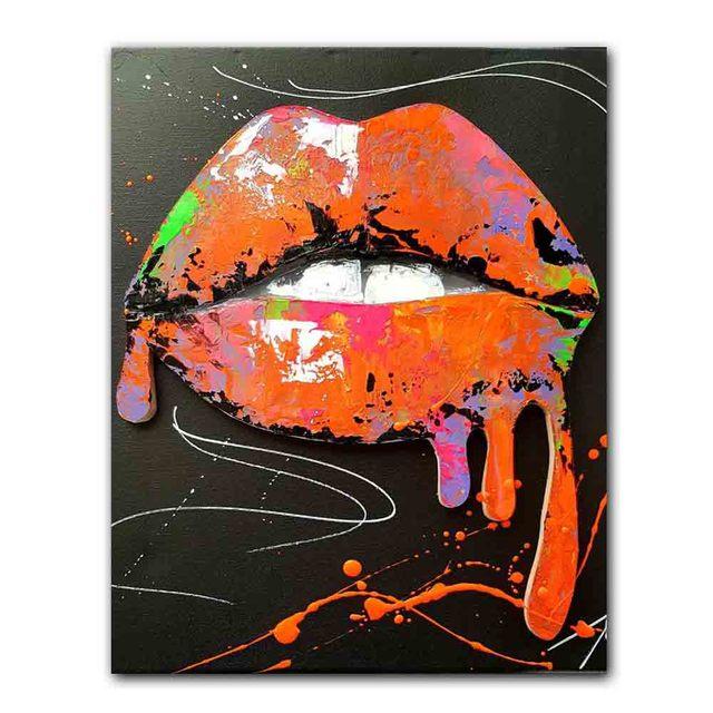 Nordic Graffiti Art Fashion Canvas Painting Sexy Lips Poster Office Wall Painting Living Room Bedroom Home Decoration Mural No Frame