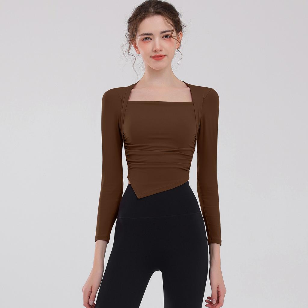 New Quick-dry Long-sleeved Top With High Elasticity, Nude-like Feel, Back Hollow-out, Slim-fitting, Sports Fitness Wear For Women