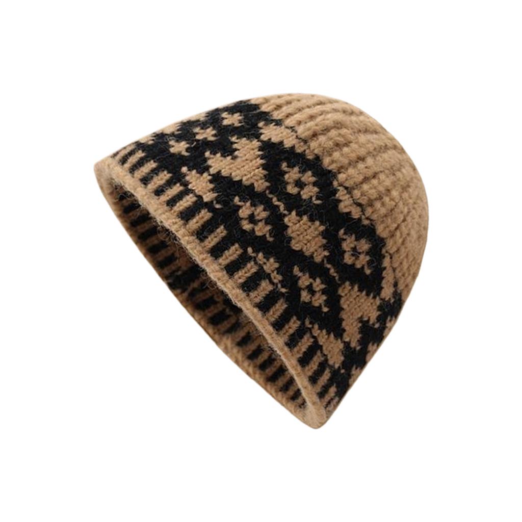 Knitted Jacquard Hat for Winter Warmth Rhombic Pattern Pullover Hat for Women Teens Girl Everyday Wear All Matching