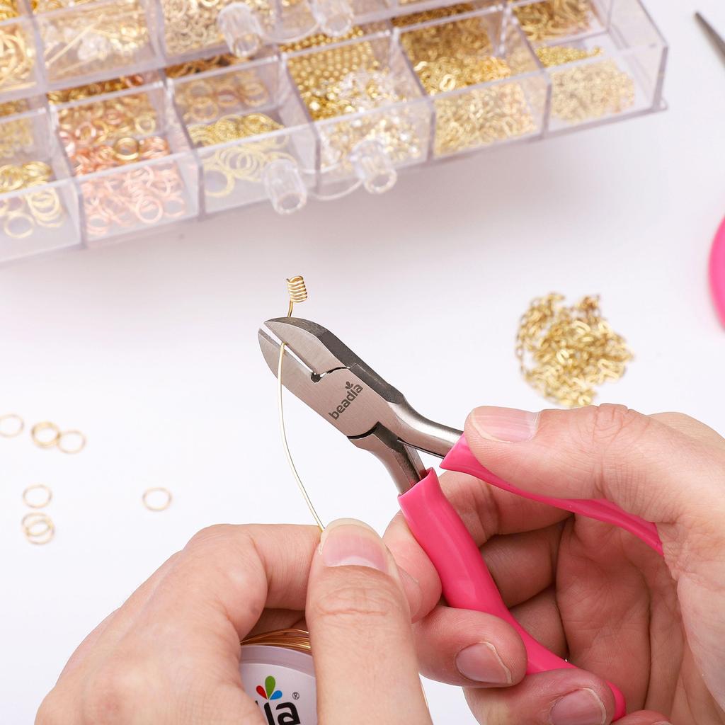 Cute Fuchsia Handle Anti-slip Splicing and Fixing Jewelry Pliers Tools & Equipment Kit for DIY Jewelery Making Needlework