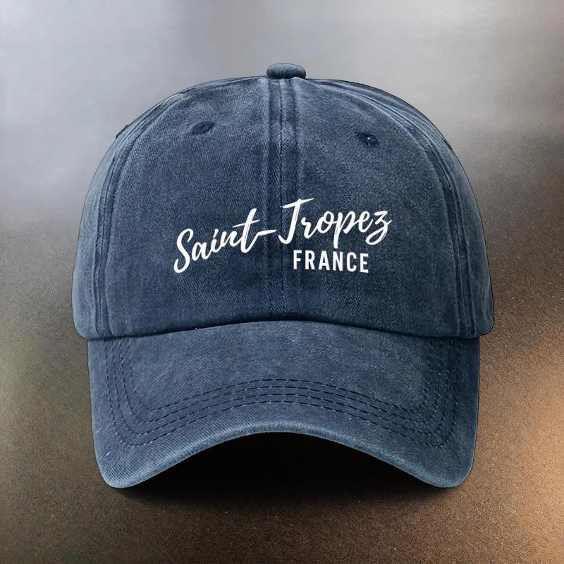 A St Tropez French Print Washed Hat a Sunprotection Baseball Cap for Daily Outings a Musthave Fashionable Couples Hat a V