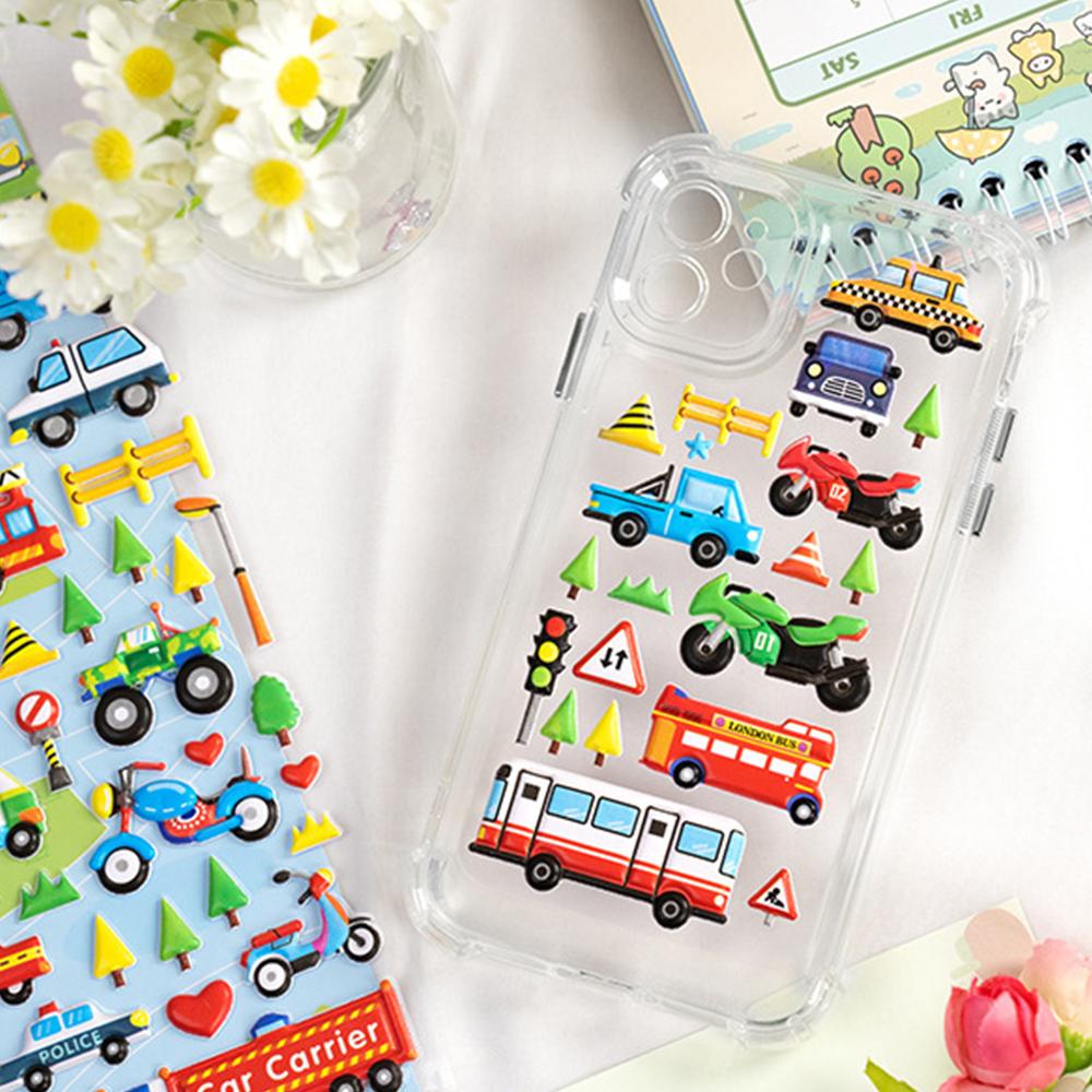 6Sheets 3D Bubble Sticker Car Truck Dinosaurs Marine Animals Cartoon Decals WaterproofKids Funny Educational Decals Toys