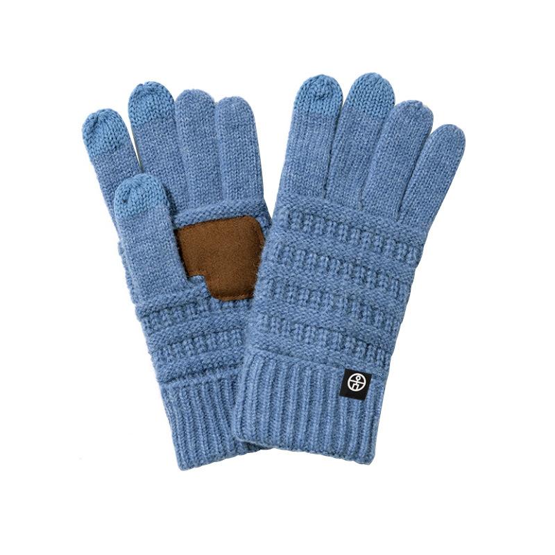 Winter Non-slip Knitted Gloves Warm Outdoor Windproof Wool Gloves Cycling Thickened Five-finger Touch Screen Gloves
