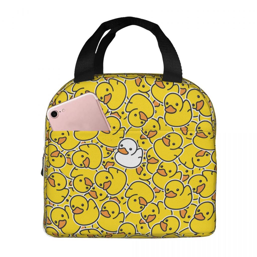 Yellow Duck Pattern Insulated Lunch Bag for Women Office Cooler Thermal Food Box Tote Leakproof Lunch Boxes Container