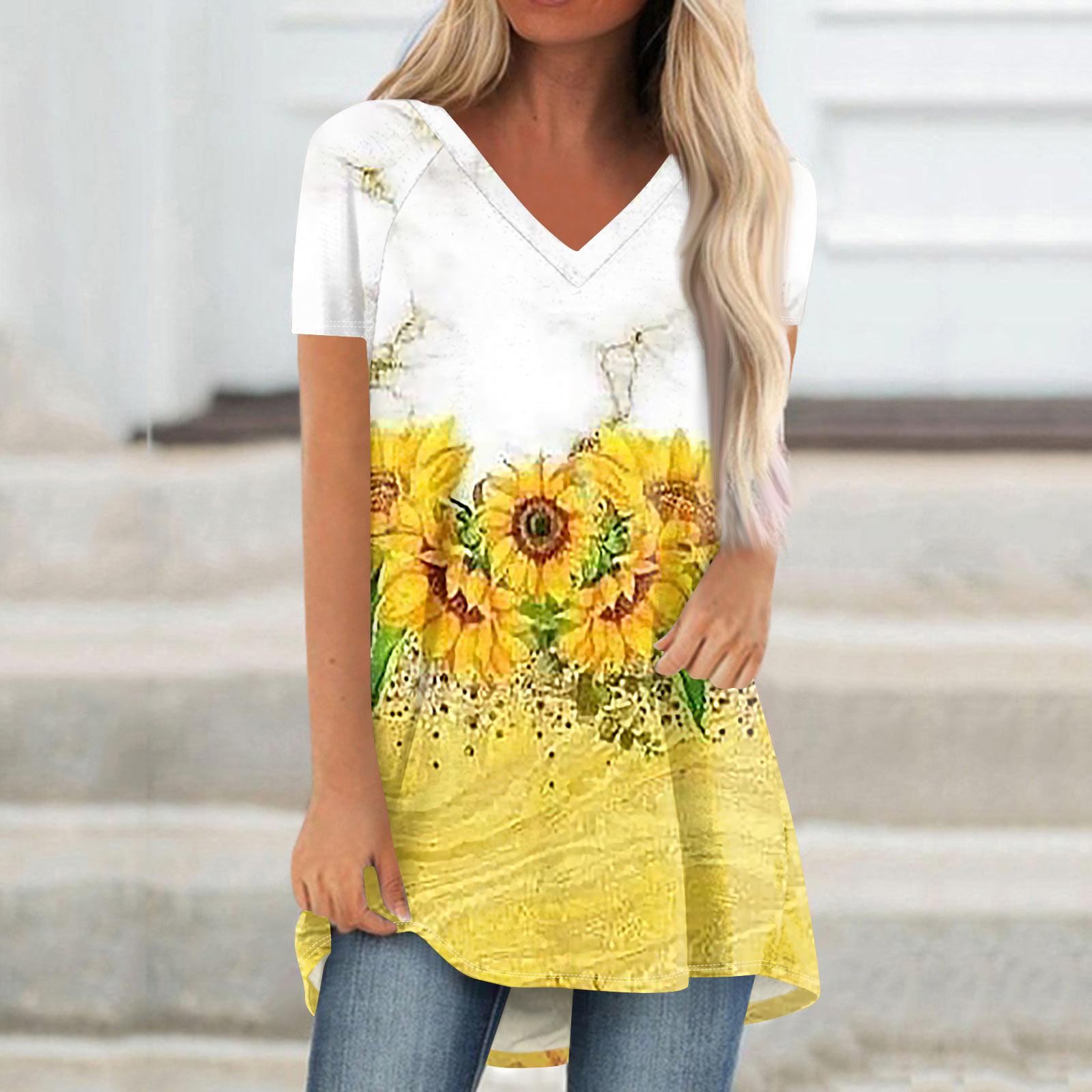 Женские плиссированные свободные топы с короткими рукавами Плюс — фото 6