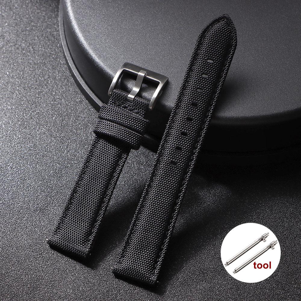 Nylon Leather Watch Strap 20mm 22mm Quick Release Spring Military Watchband  Army Green Bracelet with Black Clasp  Accessories