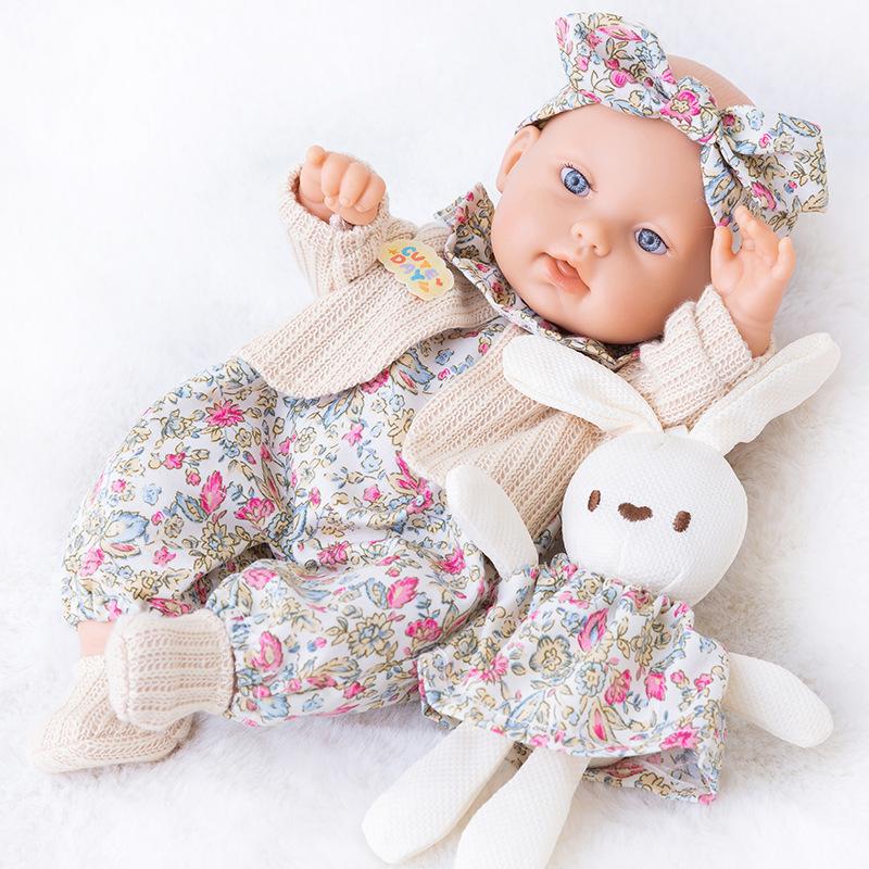 Realistic Baby Doll with Bunny Plush Toy Set