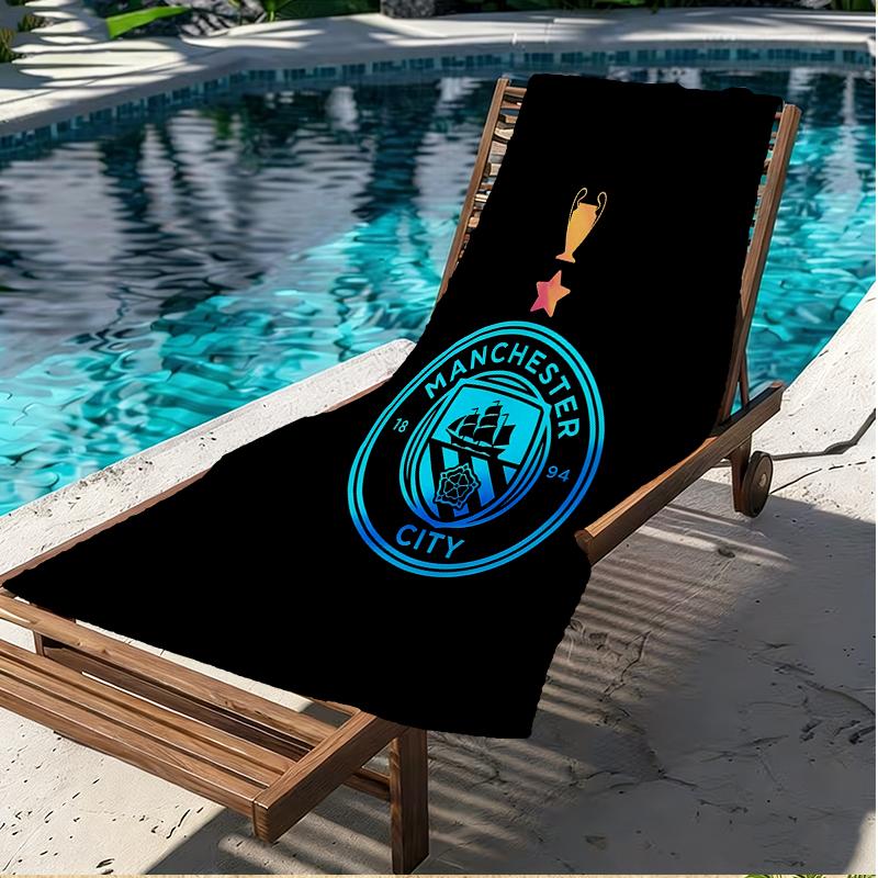 Manchester City FC Tryck Strandhandduk, Mångsidig Lätt Absorberande Strandhandduk för Pool Surf Yoga Badrum, Perfekt Födelsedag Semesterpresent