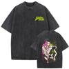 Washed Vintage Anime Jojo Bizarre Adventure T Shirt Narciso Anasui Jolyne Cujoh Graphic T-shirt Men Women Manga Fashion T-shirts
