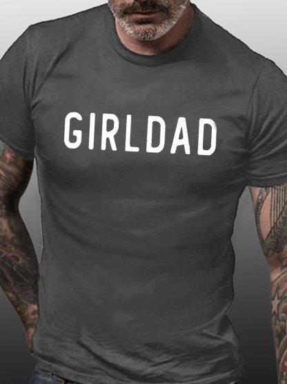 Unisexs Girl Dad Text Letters Loose Cotton TShirt