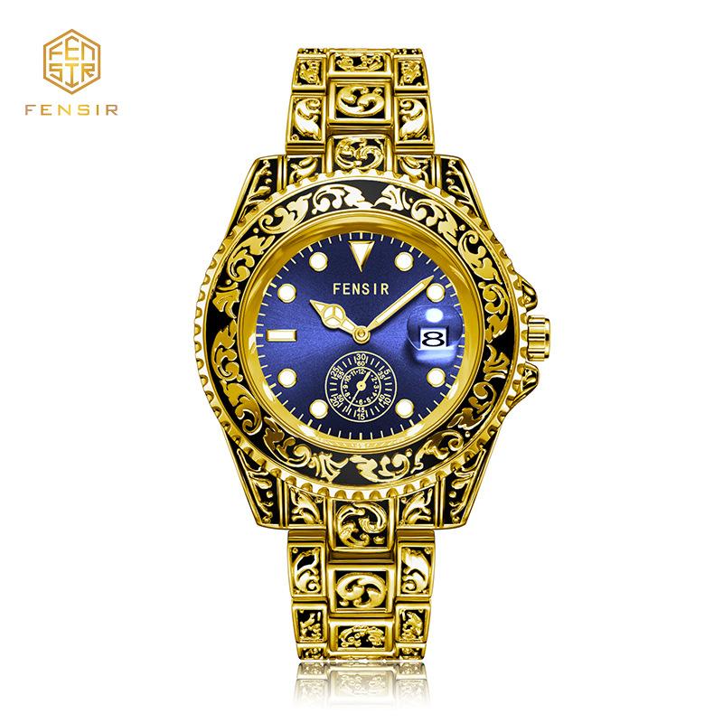 Finshi Two-and-a-half-hand for Luxury Stainless Steel Quartz Watch Fashionable Business Luminous Calendar Waterproof