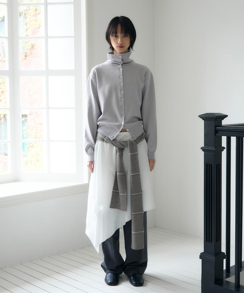 SIS A Atelier High-Neck Button Cardigan [Purple Gray]