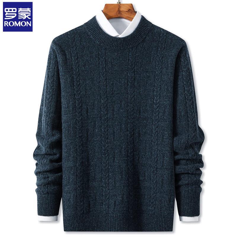 

Romon Men s 100% Wool Long Sleeve Round Neck Top XL