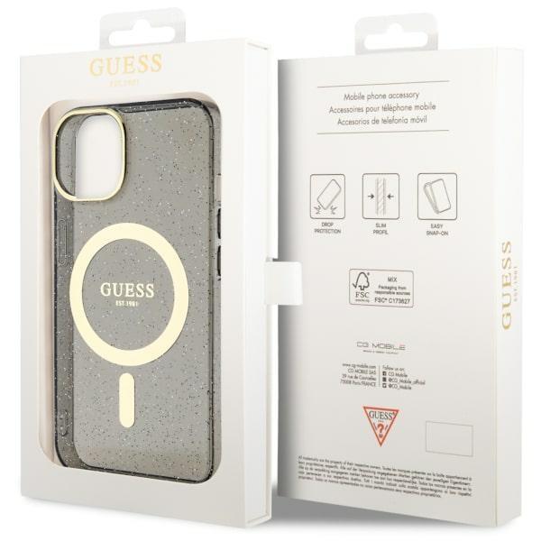 Etui do iPhone 14 Plus Guess Glitter MagSafe Czarny