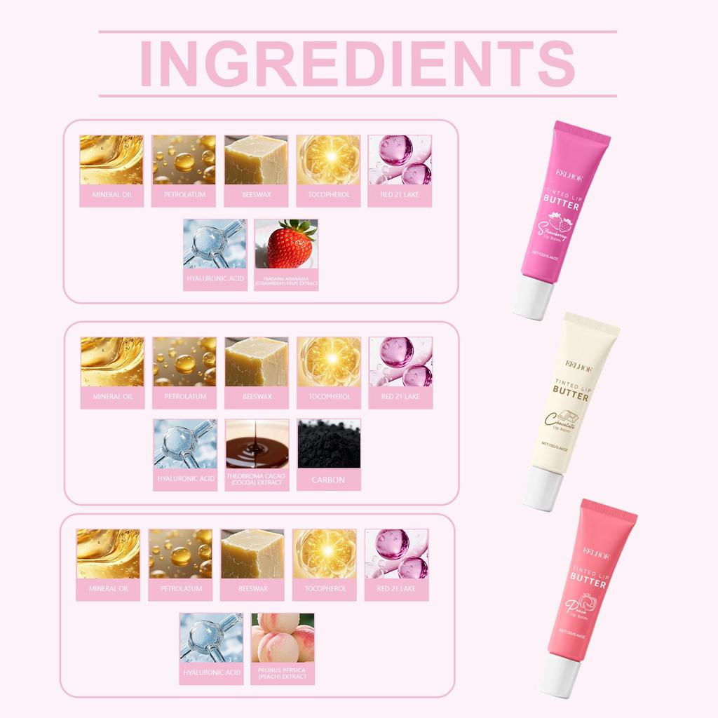 EELHOE Hydrating Tinted Lip Balm Set for Plump, Soft Lips