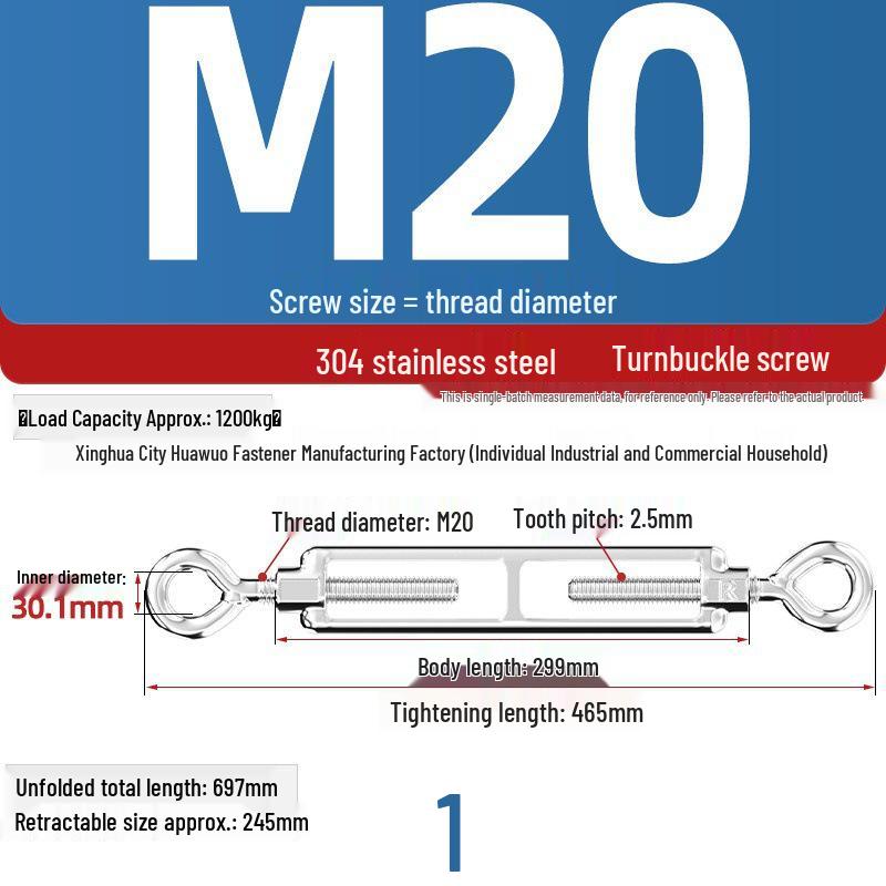 Stainless Steel Eye Bolt Turnbuckle M3-M24 (304/316), Open Body, Large Stock