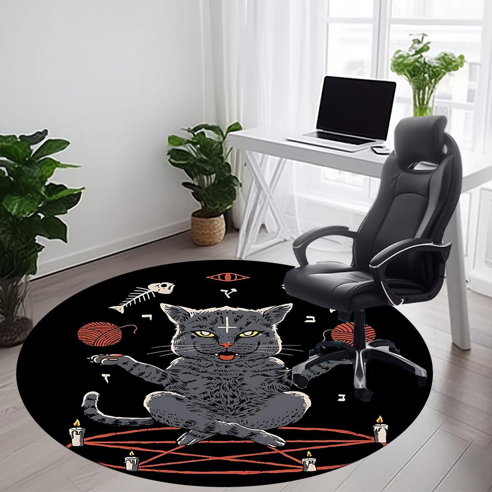 1pc Witchcraft Paganism Office Round Area Rug, Indoor Mat Suitable ForOffice, Under Office Chairs Bedroom Living Room Home Decor, Room Deco U18